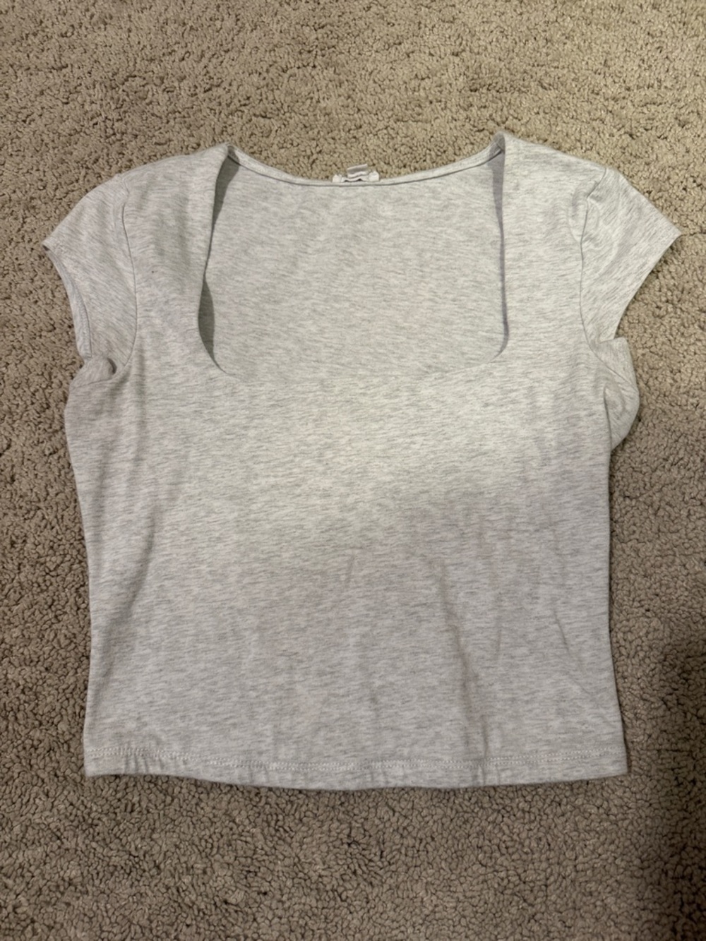 Garage Light Gray Square Neck Cap Sleeve Tee
